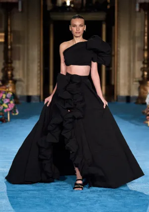 One Shoulder Ruffle Sleeve Crop Top