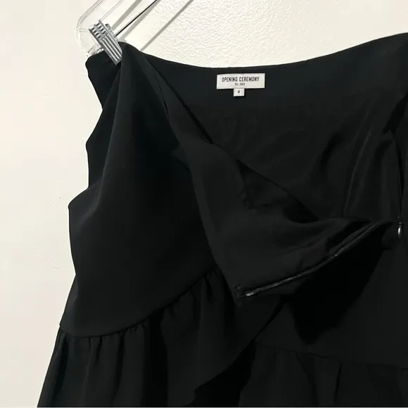 Opening Ceremony Black William Drape Ruffle Mini Skirt Size 4