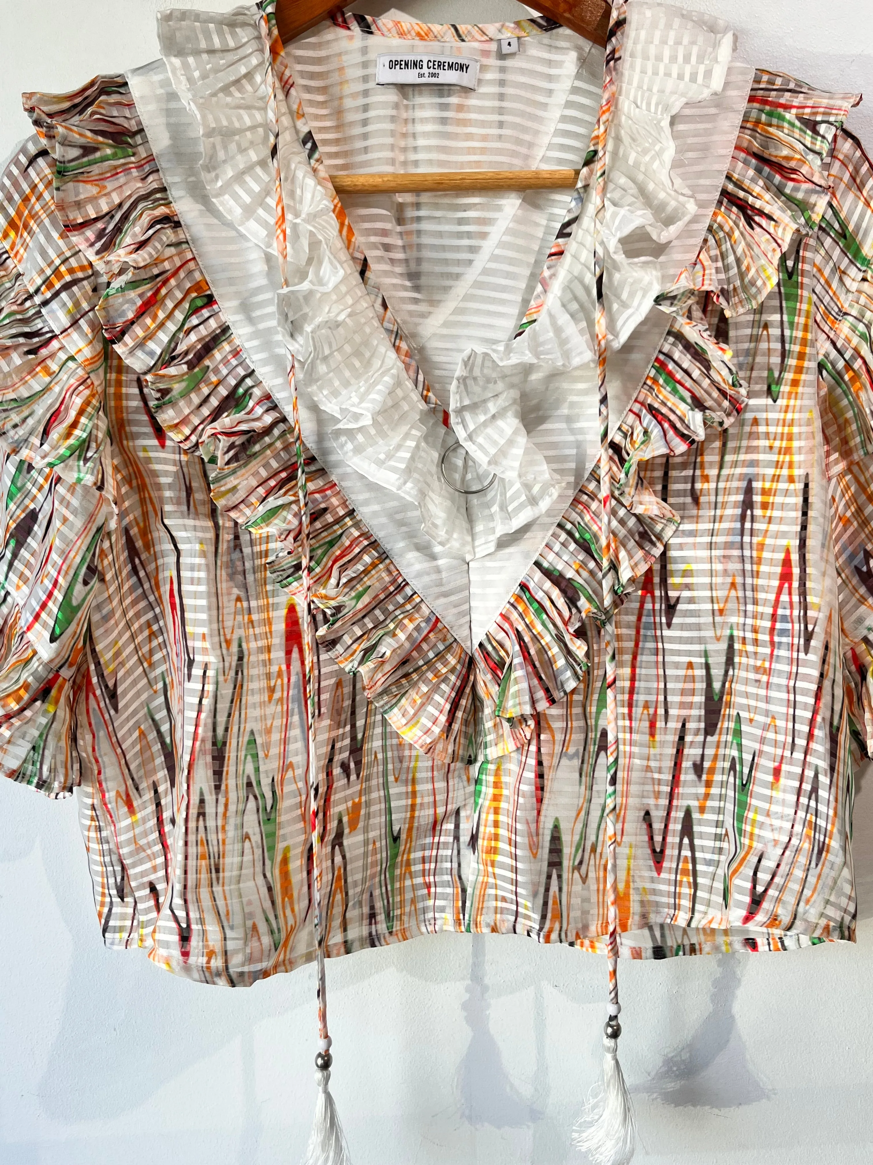 Opening Ceremony Diane Freis Rainbow Ruffle Top
