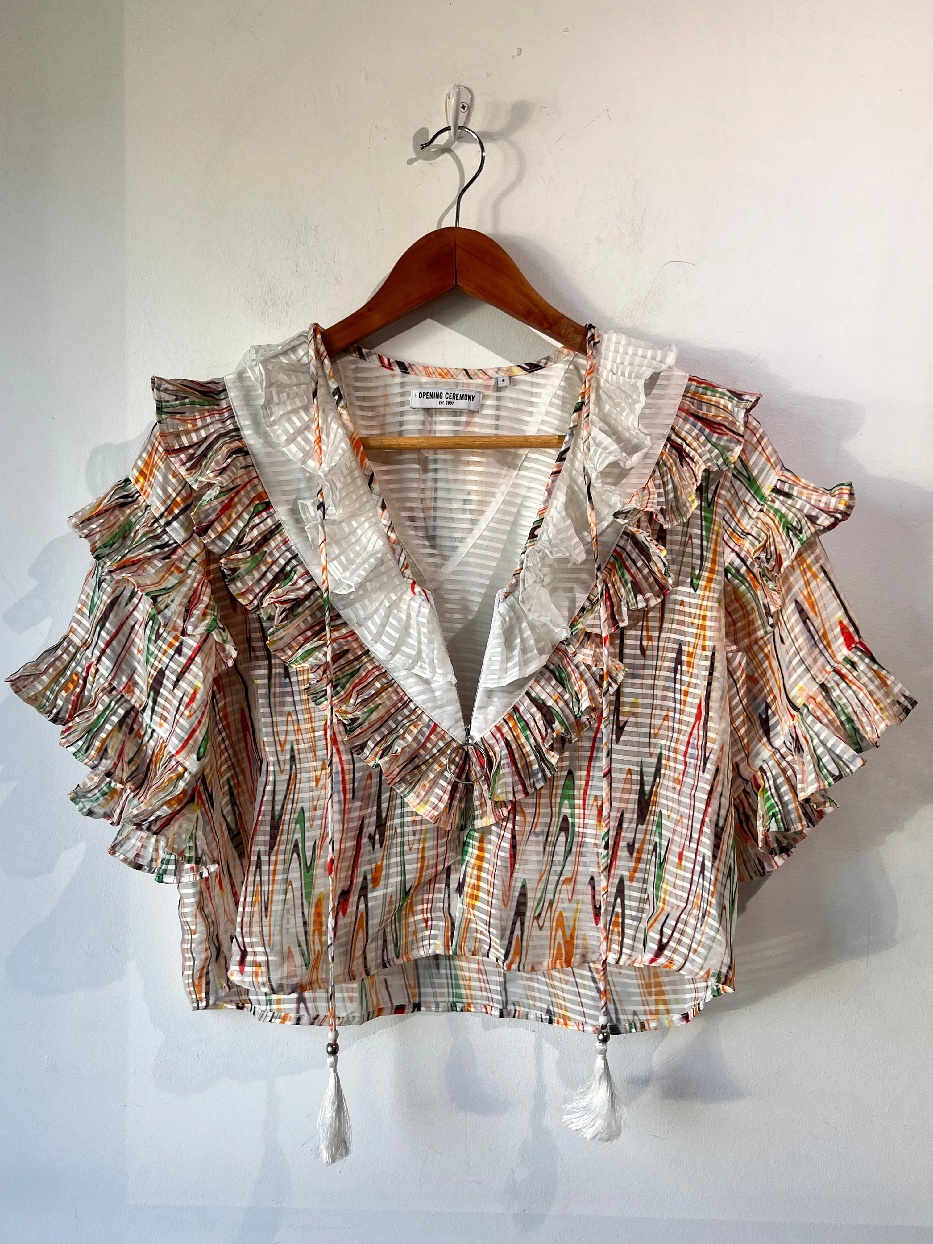 Opening Ceremony Diane Freis Rainbow Ruffle Top