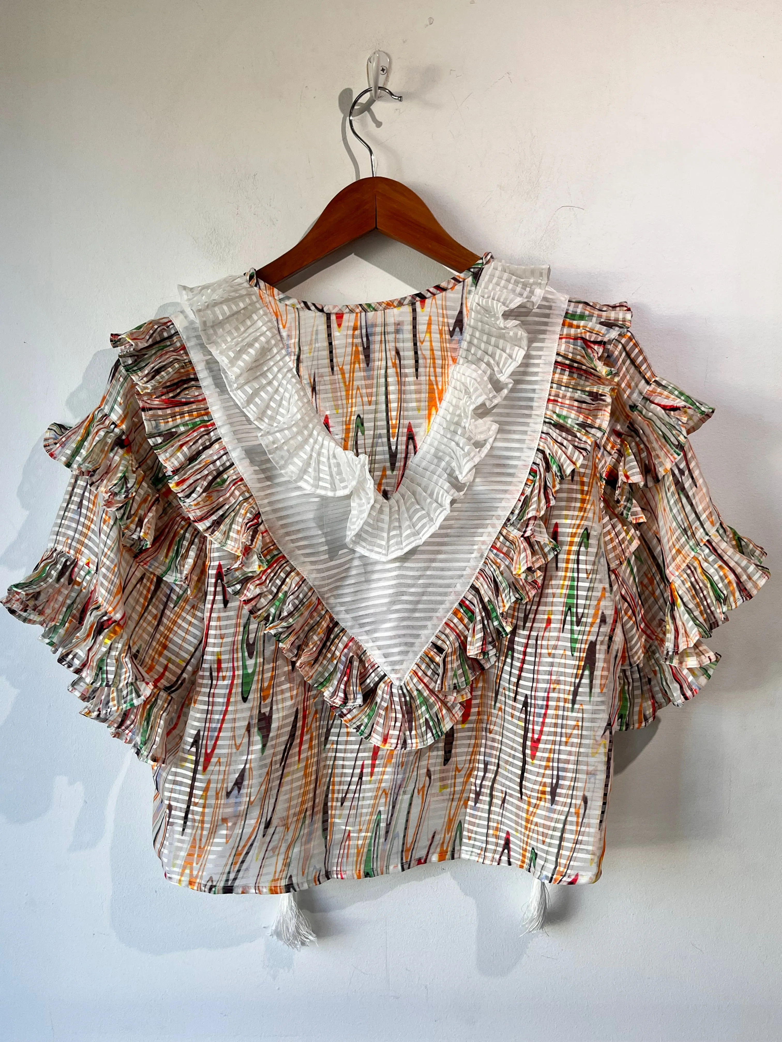 Opening Ceremony Diane Freis Rainbow Ruffle Top