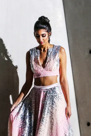 PARI Ombre Sequin Lehenga Top