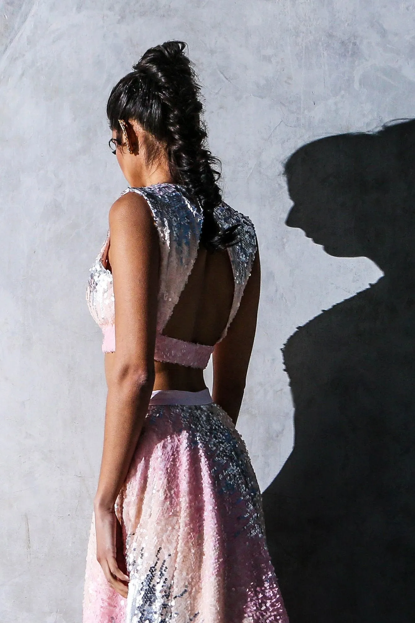 PARI Ombre Sequin Lehenga Top