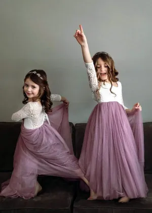 Peony Lace Flower Girl Dress in Mauve