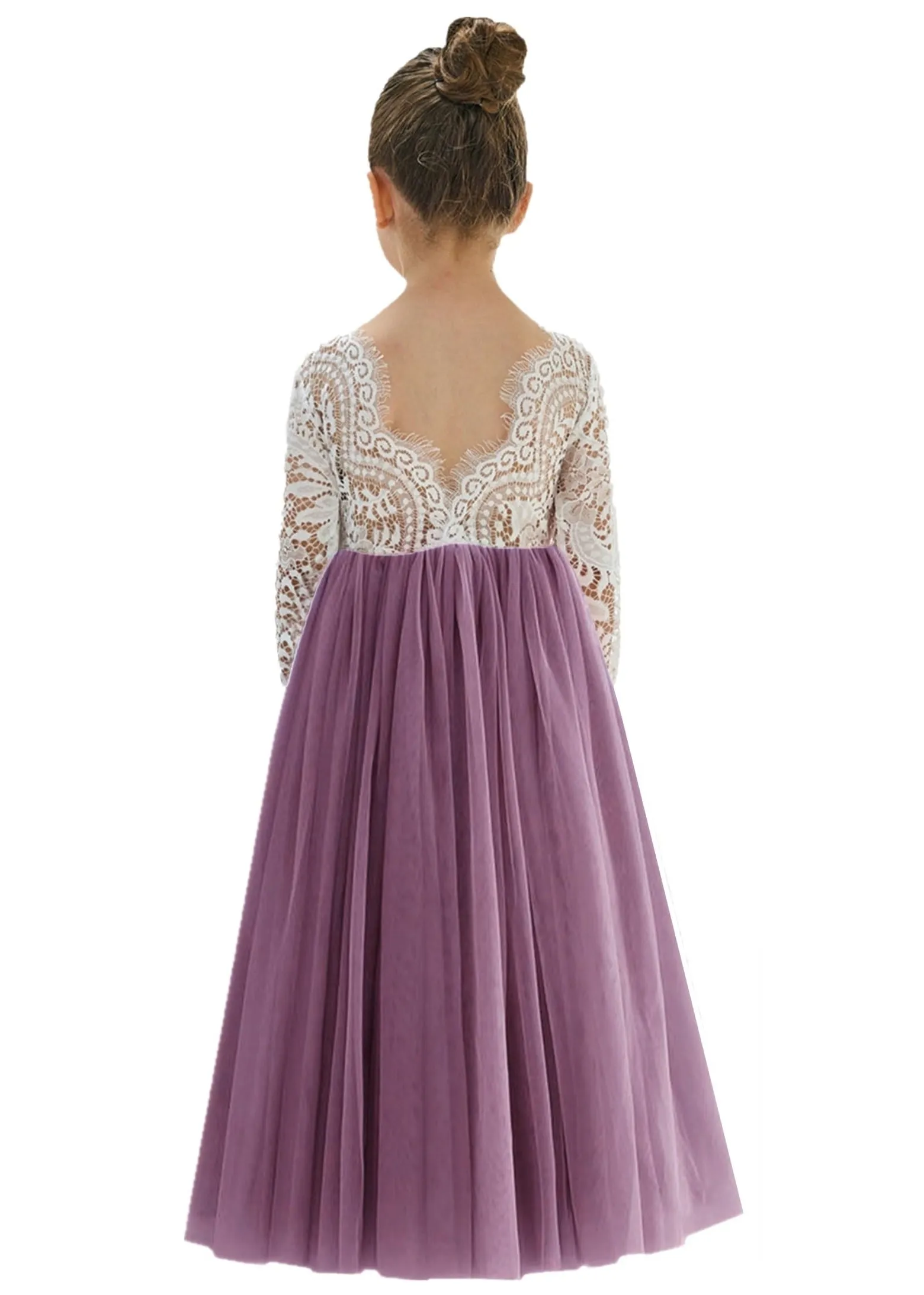 Peony Lace Flower Girl Dress in Mauve