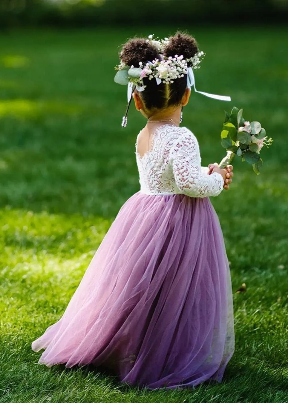 Peony Lace Flower Girl Dress in Mauve