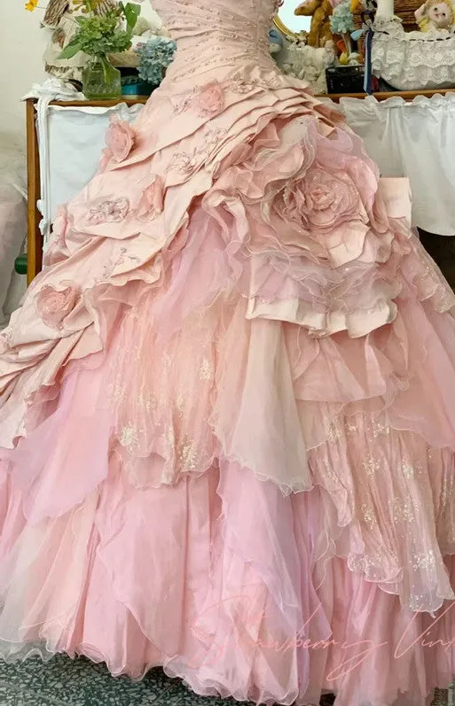 Pink A Line Princess Quinceanera Dress Ball Gown Sweet 16 Dresses   fg7178