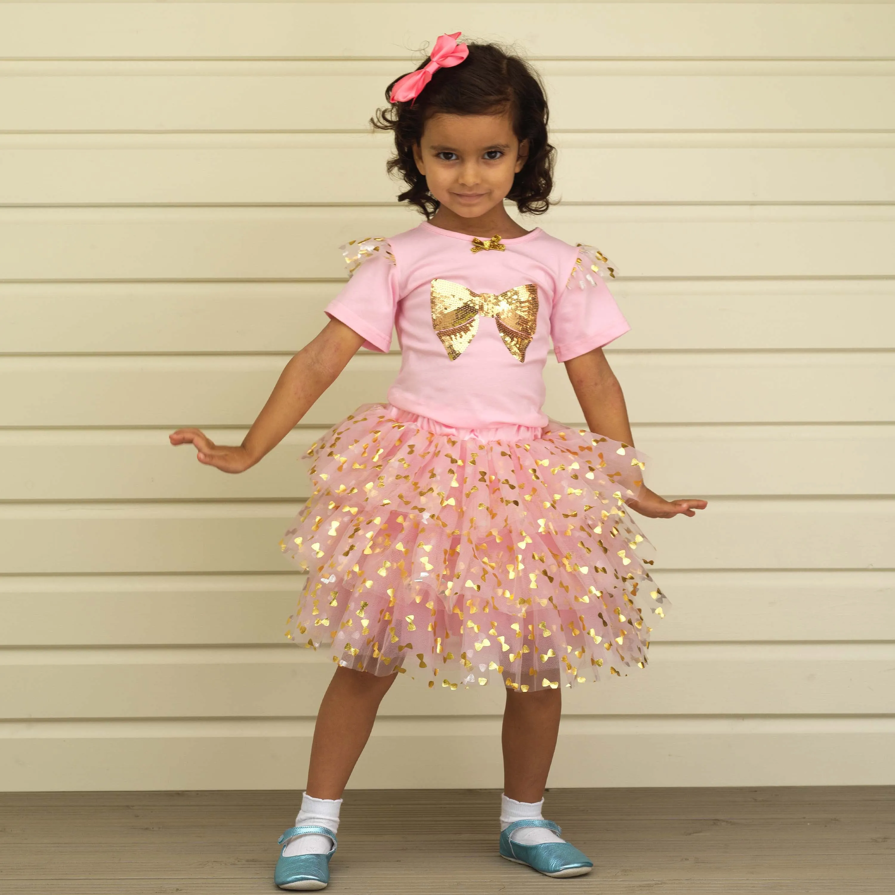 Pink Bow Tulle Tutu Set