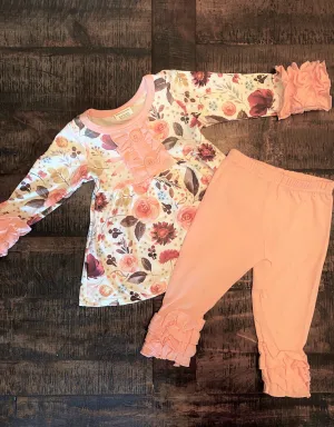 PINK FLORAL RUFFLE TOP WITH RUFFLE PANT