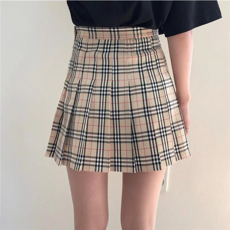 [@pixie_late] “KHAKI PLAID” PLEATED SKIRT W112001