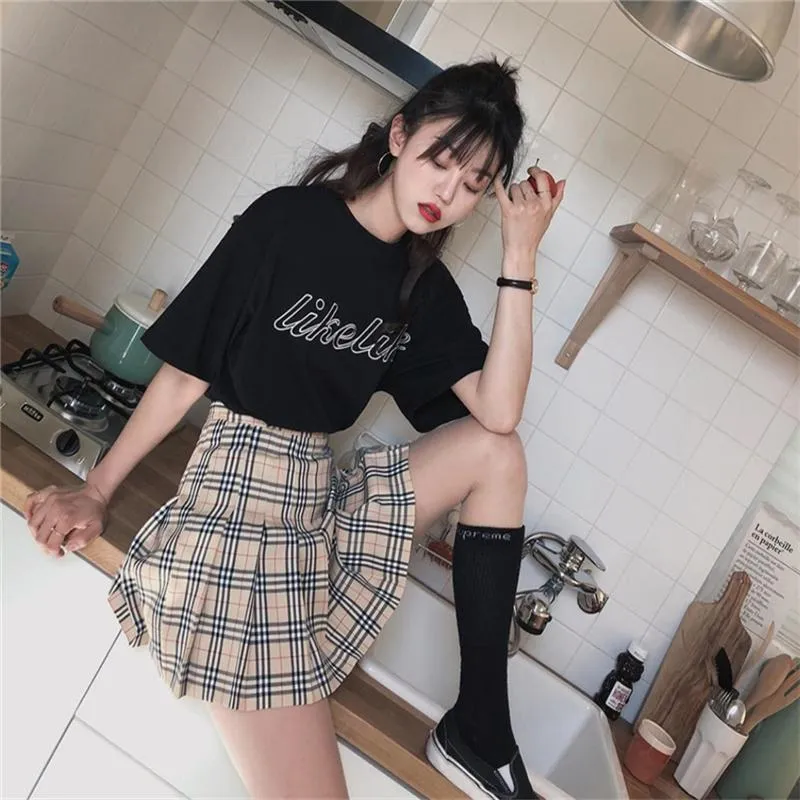 [@pixie_late] “KHAKI PLAID” PLEATED SKIRT W112001
