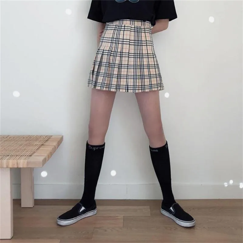 [@pixie_late] “KHAKI PLAID” PLEATED SKIRT W112001