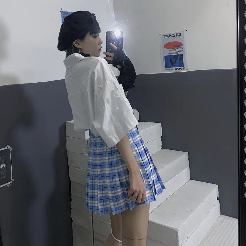 Plaid pleated skirt KF81658