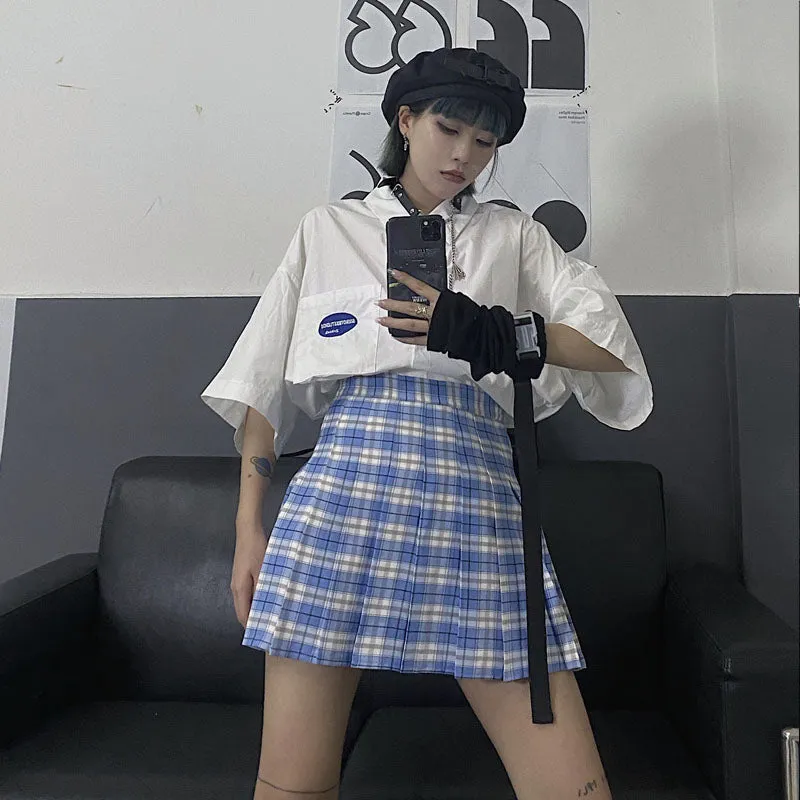 Plaid pleated skirt KF81658