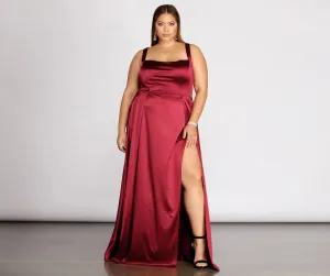 Plus Eve Double Charming Slit Formal Dress