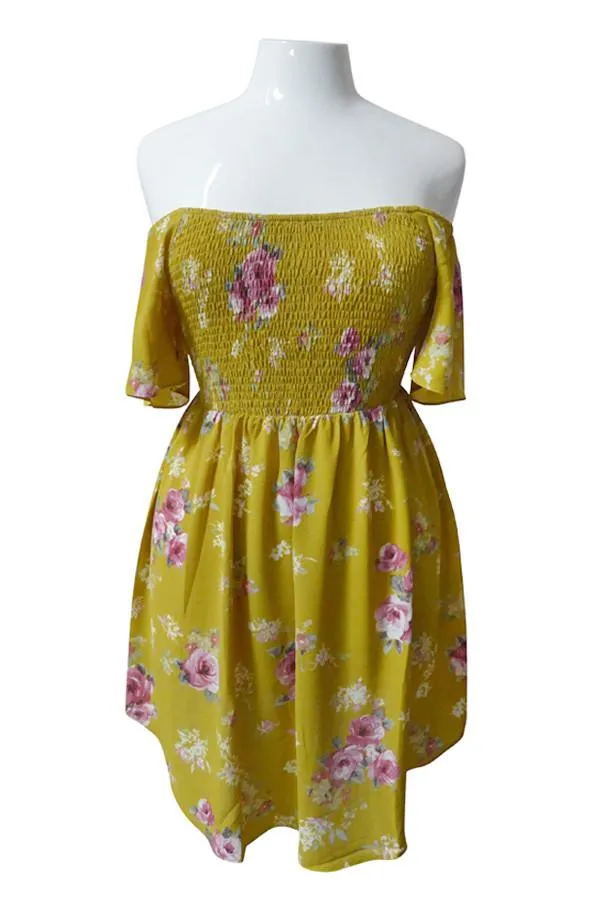 Plus Size Blossom Ruched Mini Dress