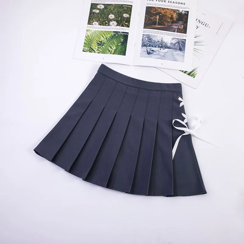 Plus size bow pleated skirt yc24726
