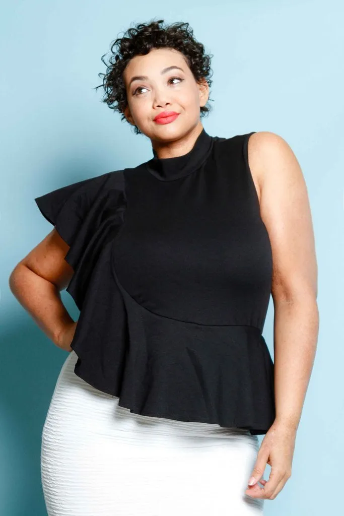 Plus Size Cascade Ruffle Top
