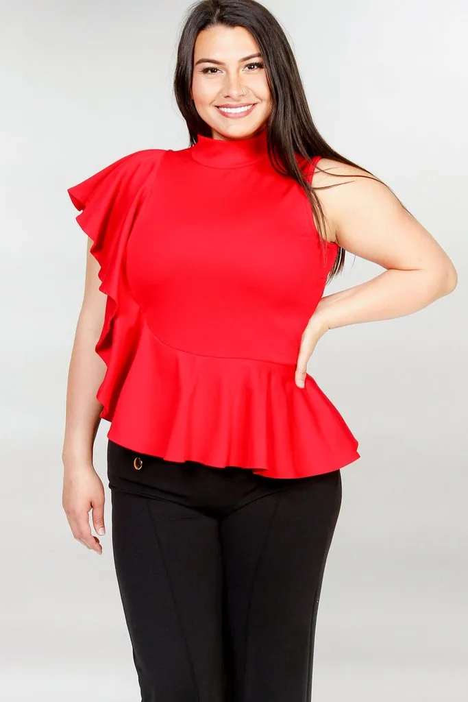 Plus Size Cascade Ruffle Top