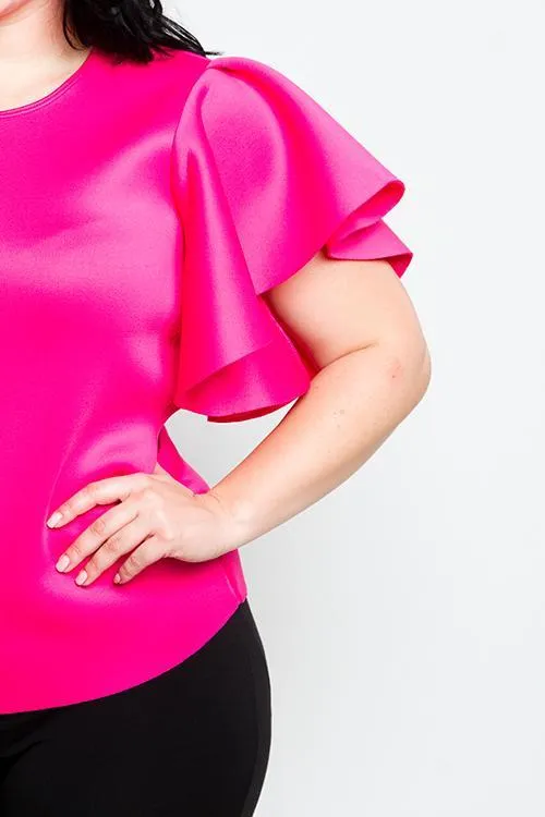 Plus Size Glam Ruffle Sleeve Top