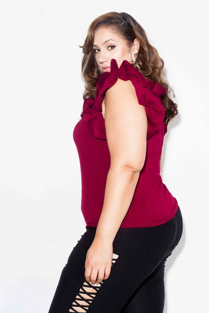 Plus Size Glam Ruffle Top