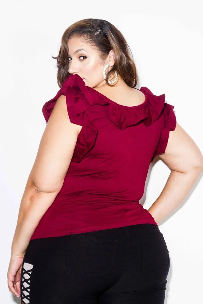 Plus Size Glam Ruffle Top