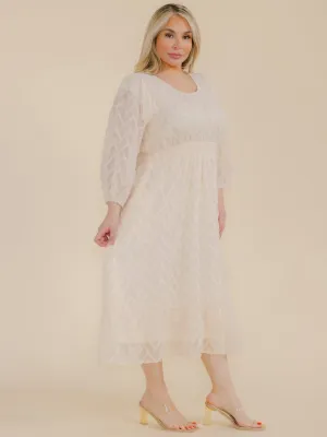 PLUS SIZE LONG SLEEVE SMOCK WAIST DETAILED MAXI DRESS
