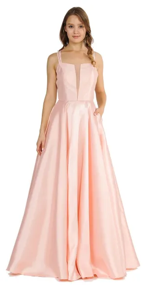 Poly USA 8476  A-Line Long Prom Dress Strappy Back