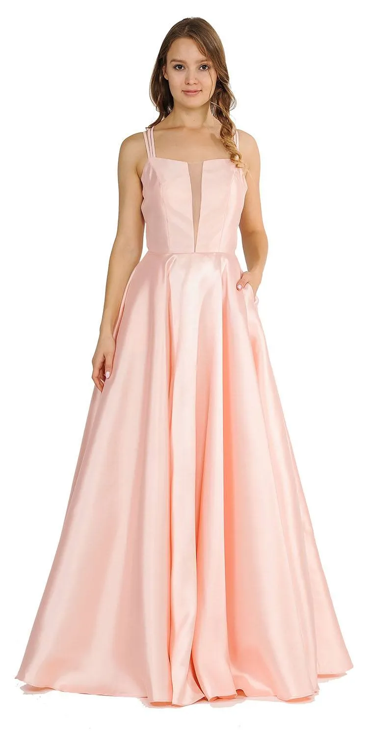 Poly USA 8476  A-Line Long Prom Dress Strappy Back