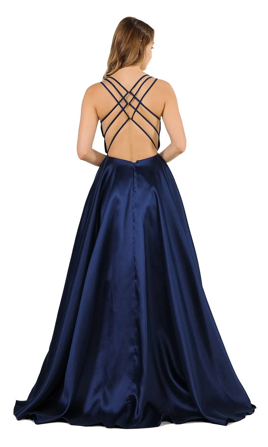 Poly USA 8476  A-Line Long Prom Dress Strappy Back