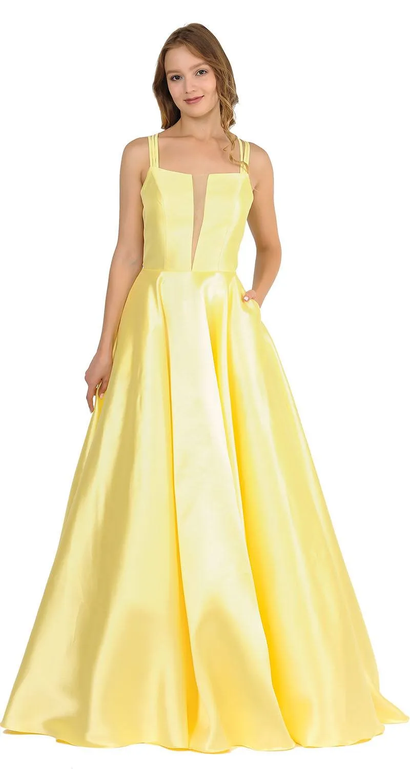Poly USA 8476  A-Line Long Prom Dress Strappy Back