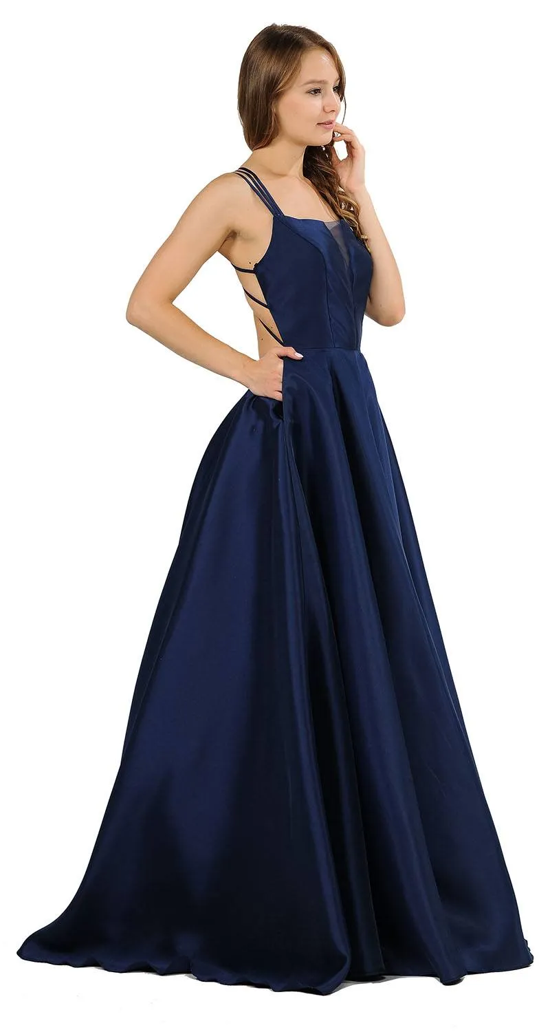 Poly USA 8476  A-Line Long Prom Dress Strappy Back