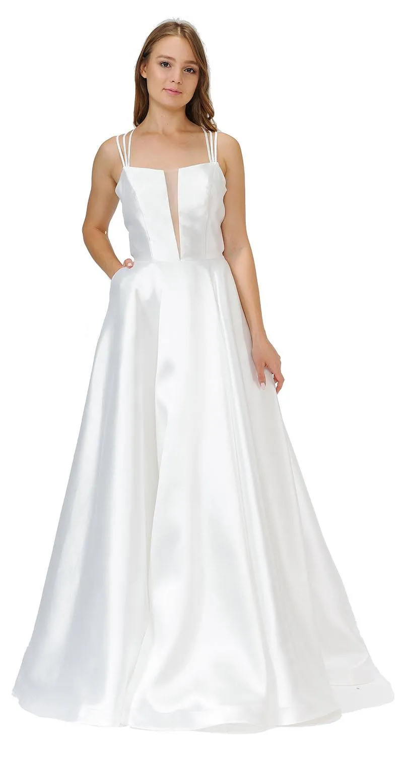 Poly USA 8476  A-Line Long Prom Dress Strappy Back