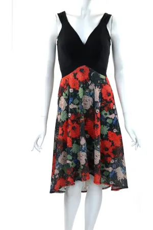 POPPIES High-Low V-Neck Empire Waist Dress