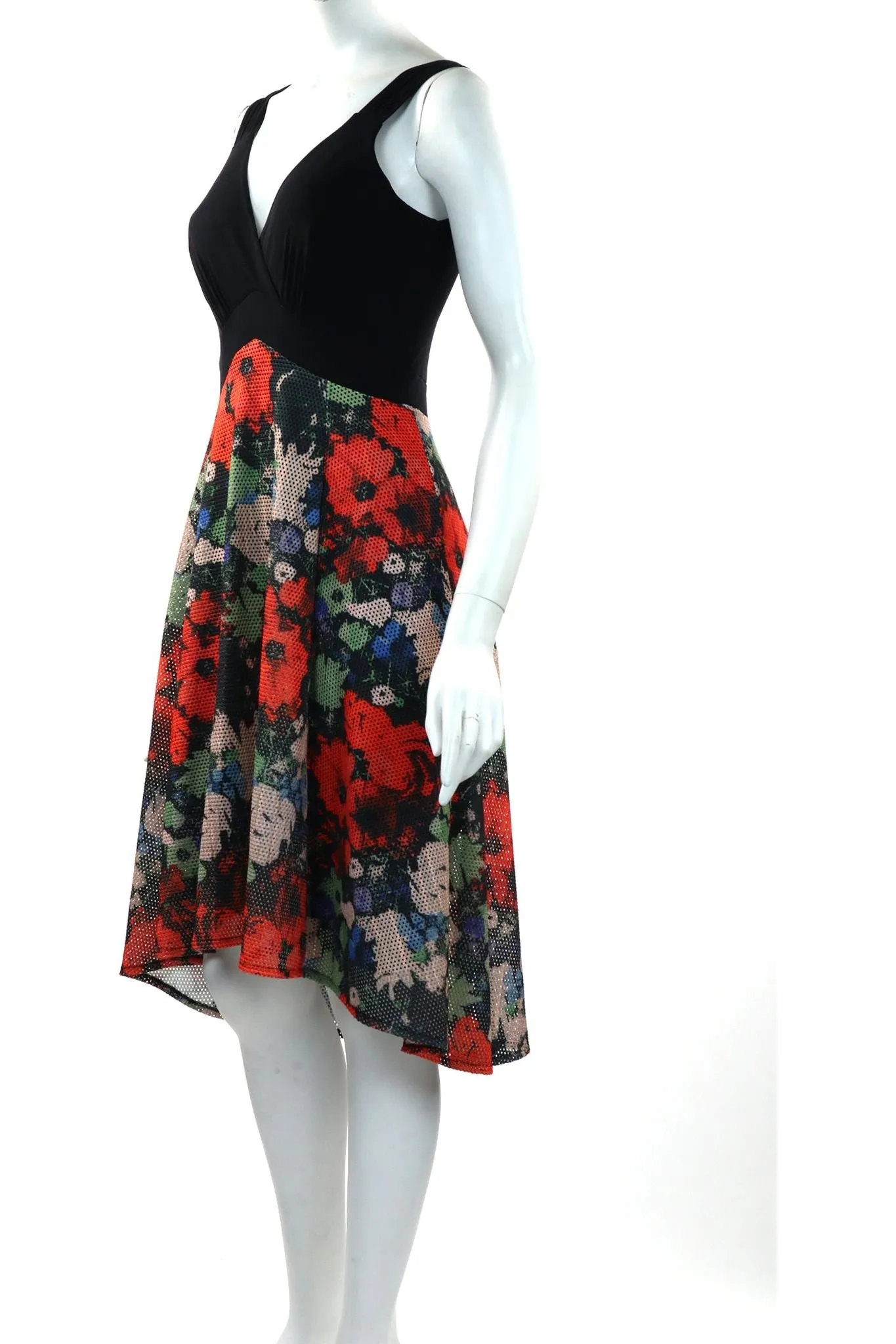 POPPIES High-Low V-Neck Empire Waist Dress