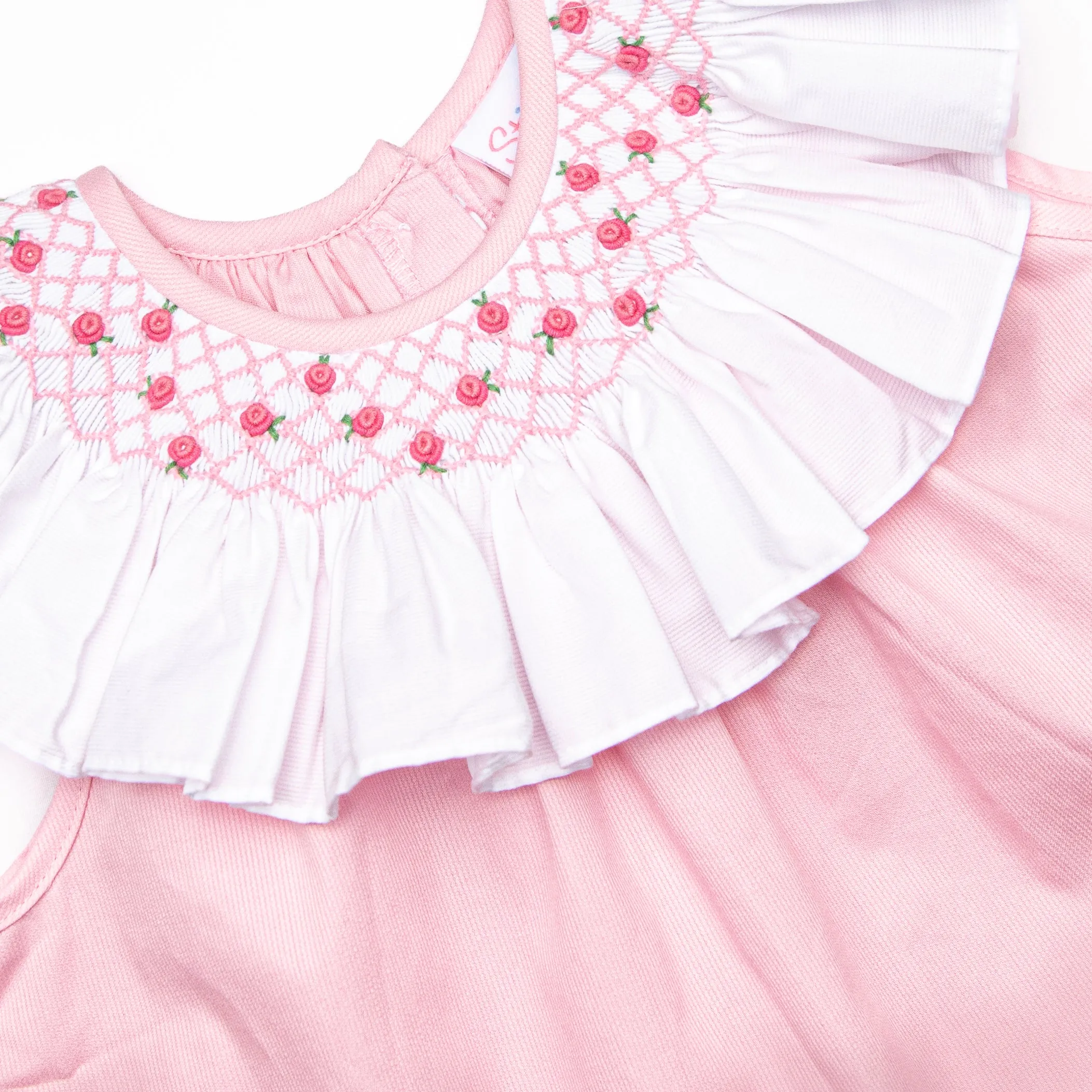 Porcelain Petals Smocked Short Set, Pink