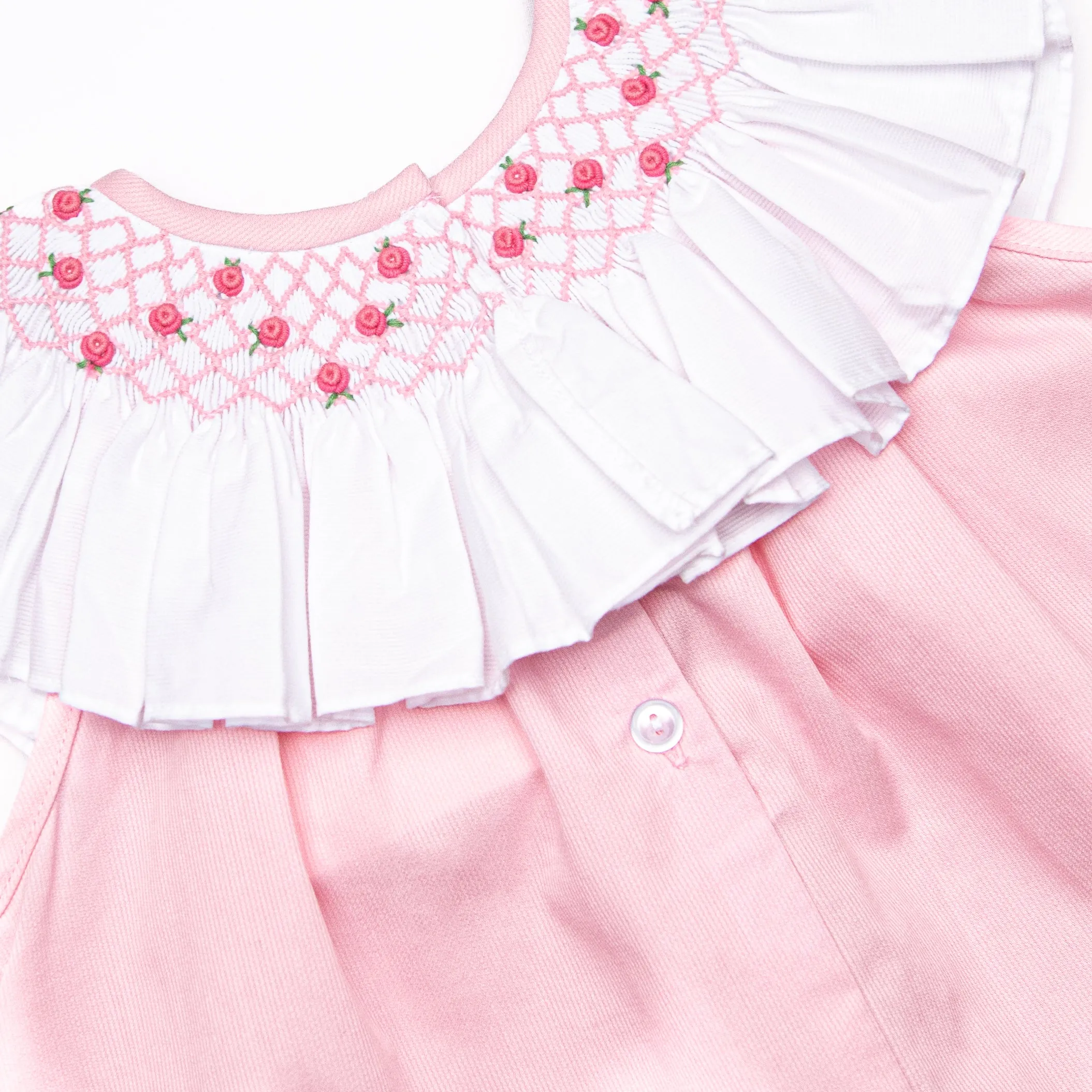 Porcelain Petals Smocked Short Set, Pink