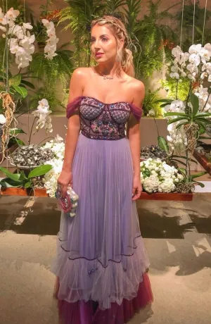 Prom Dresses WIth Beading A Line Tulle Long Off the Shouder Evening Party Dresses   fg2658