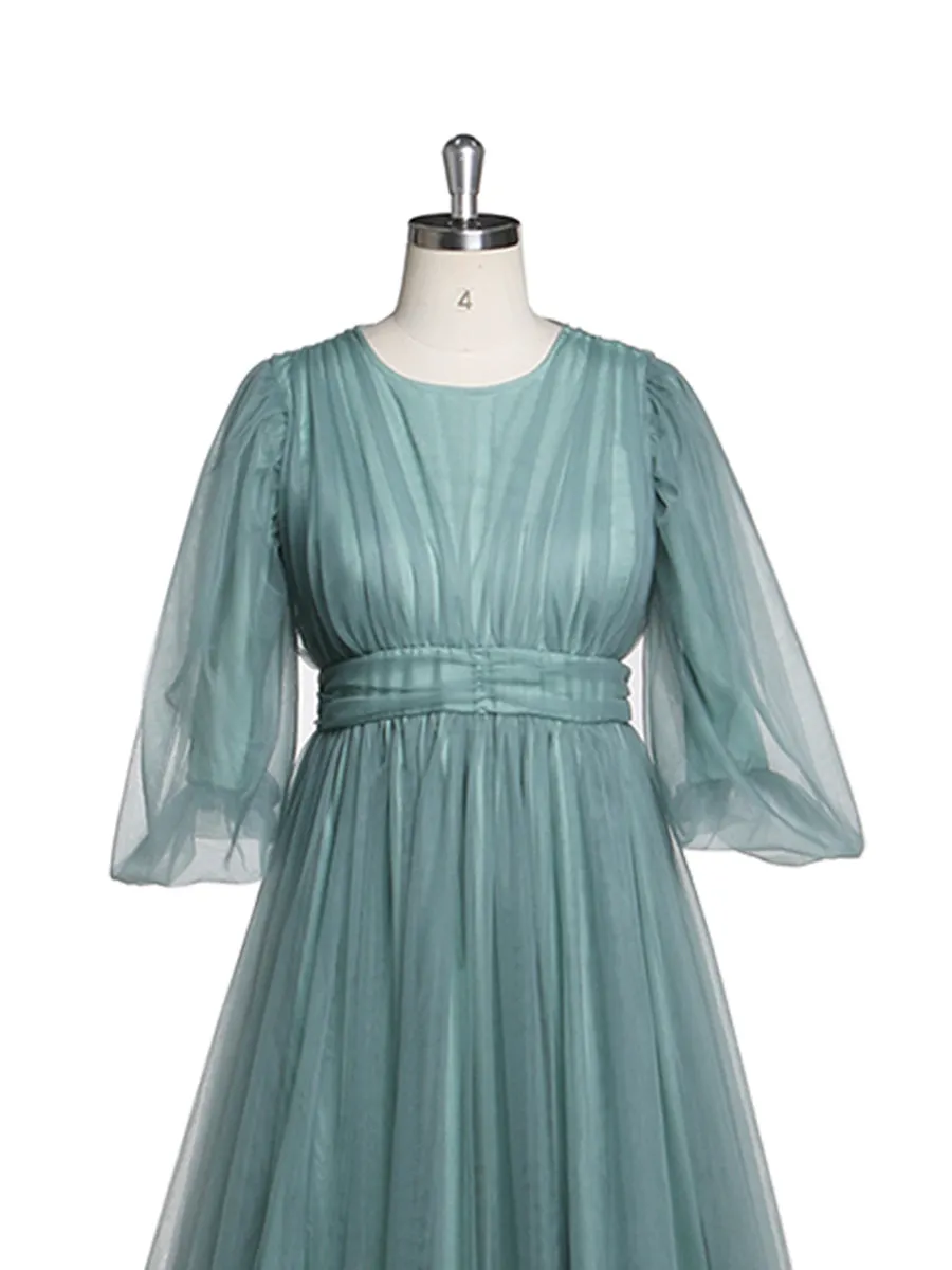 Puff Sleeves Evening Dress Long Round Neck Women Elegant Party Dress Photo Shoots Gowns YEWEN YD21919