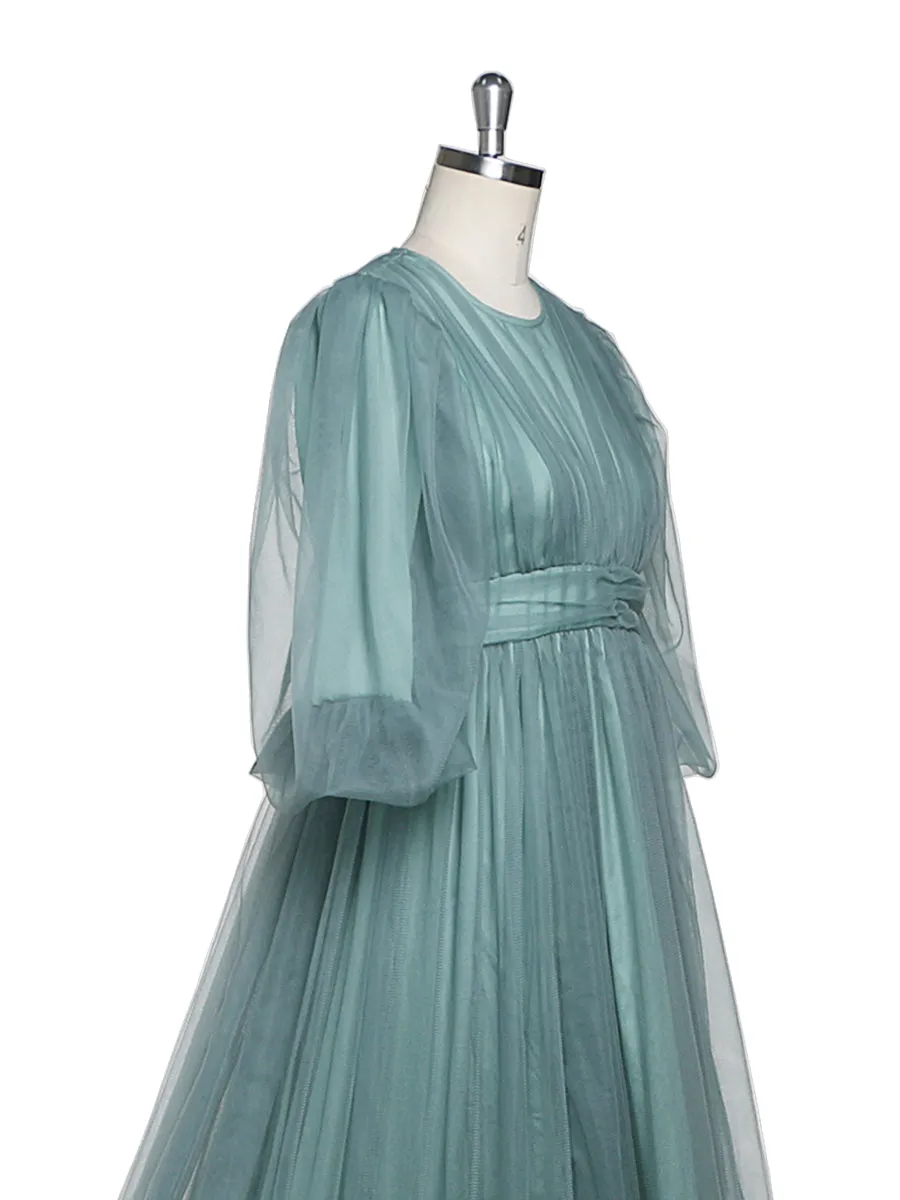 Puff Sleeves Evening Dress Long Round Neck Women Elegant Party Dress Photo Shoots Gowns YEWEN YD21919