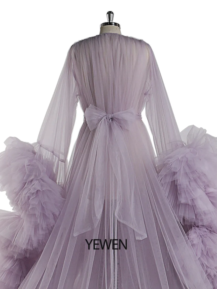 Puffy Ruffles Maternity Gowns for Photoshoot Pregnancy Photography Dresses Baby Shower Robes