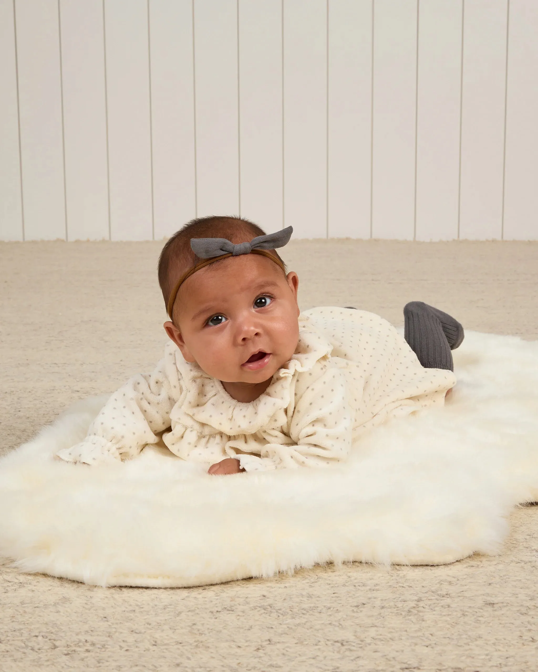 QUINCY MAE Organic Velour Baby Dress || Polka Dot
