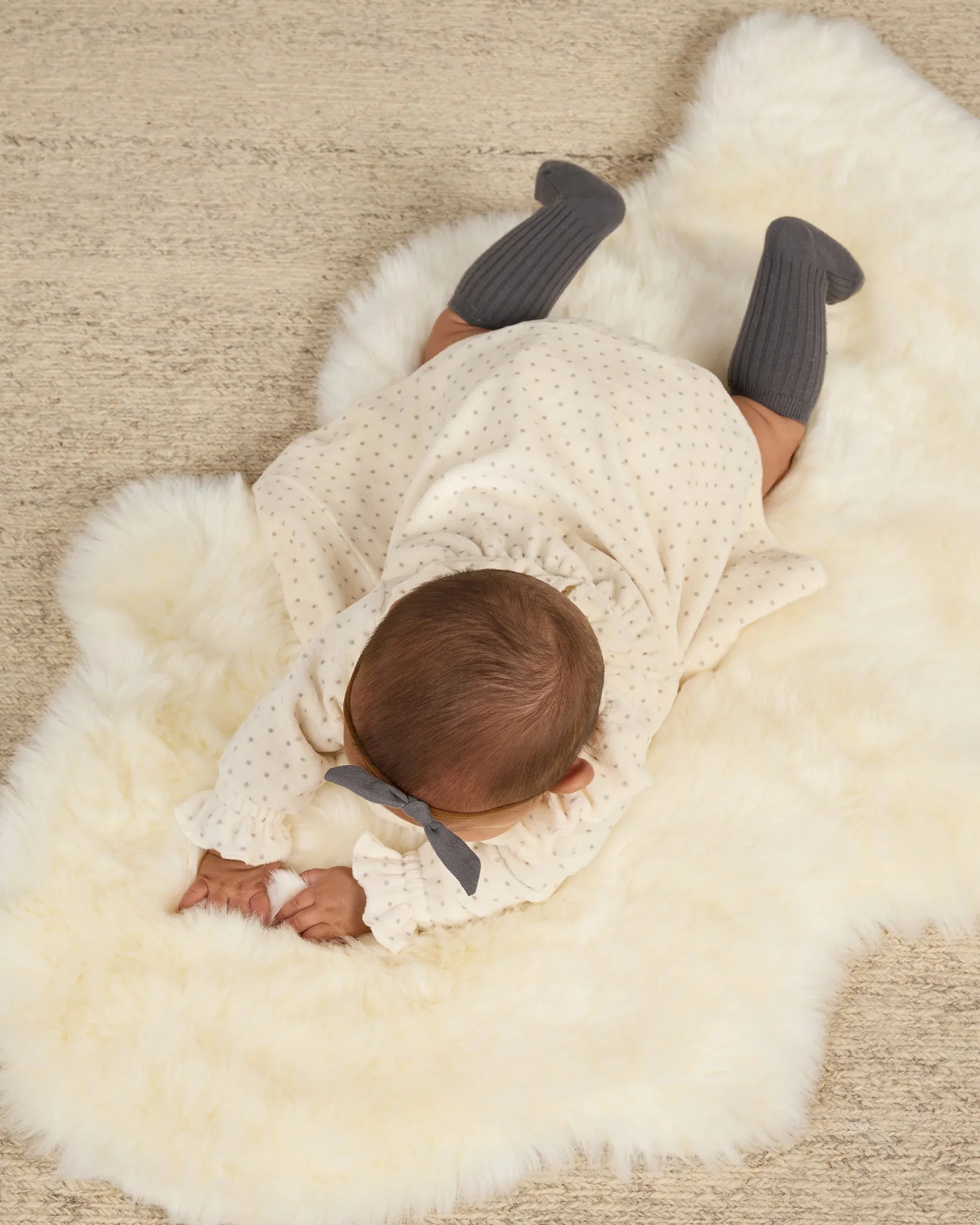QUINCY MAE Organic Velour Baby Dress || Polka Dot