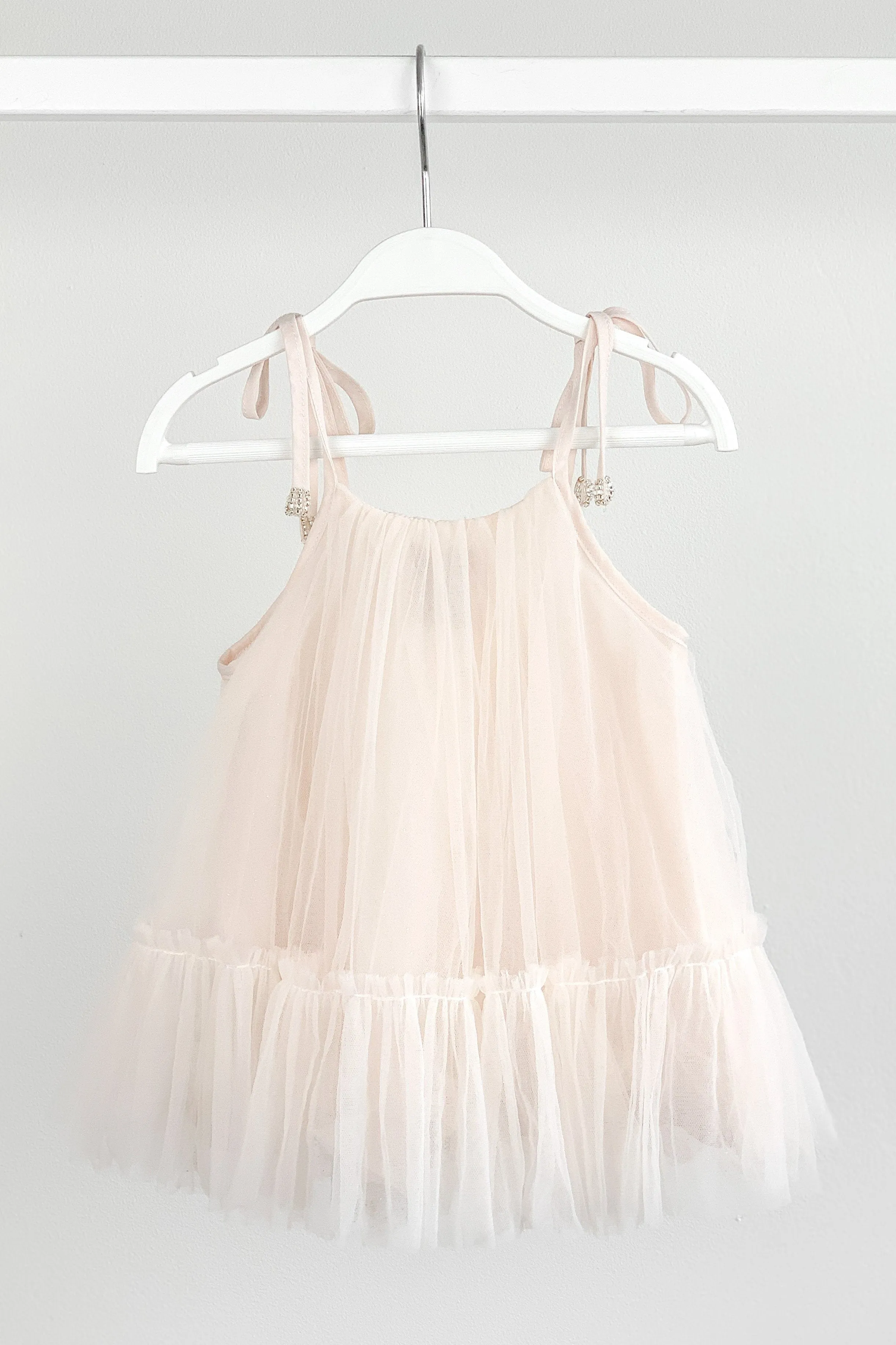 "Calia" Pink Beaded Tulle Dress
