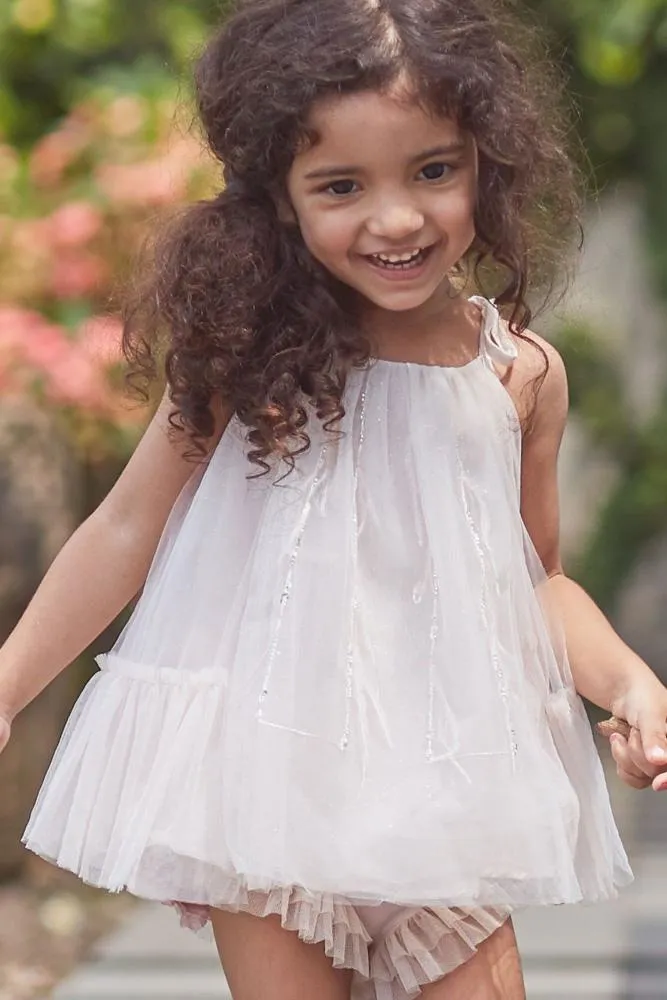 "Calia" Pink Beaded Tulle Dress