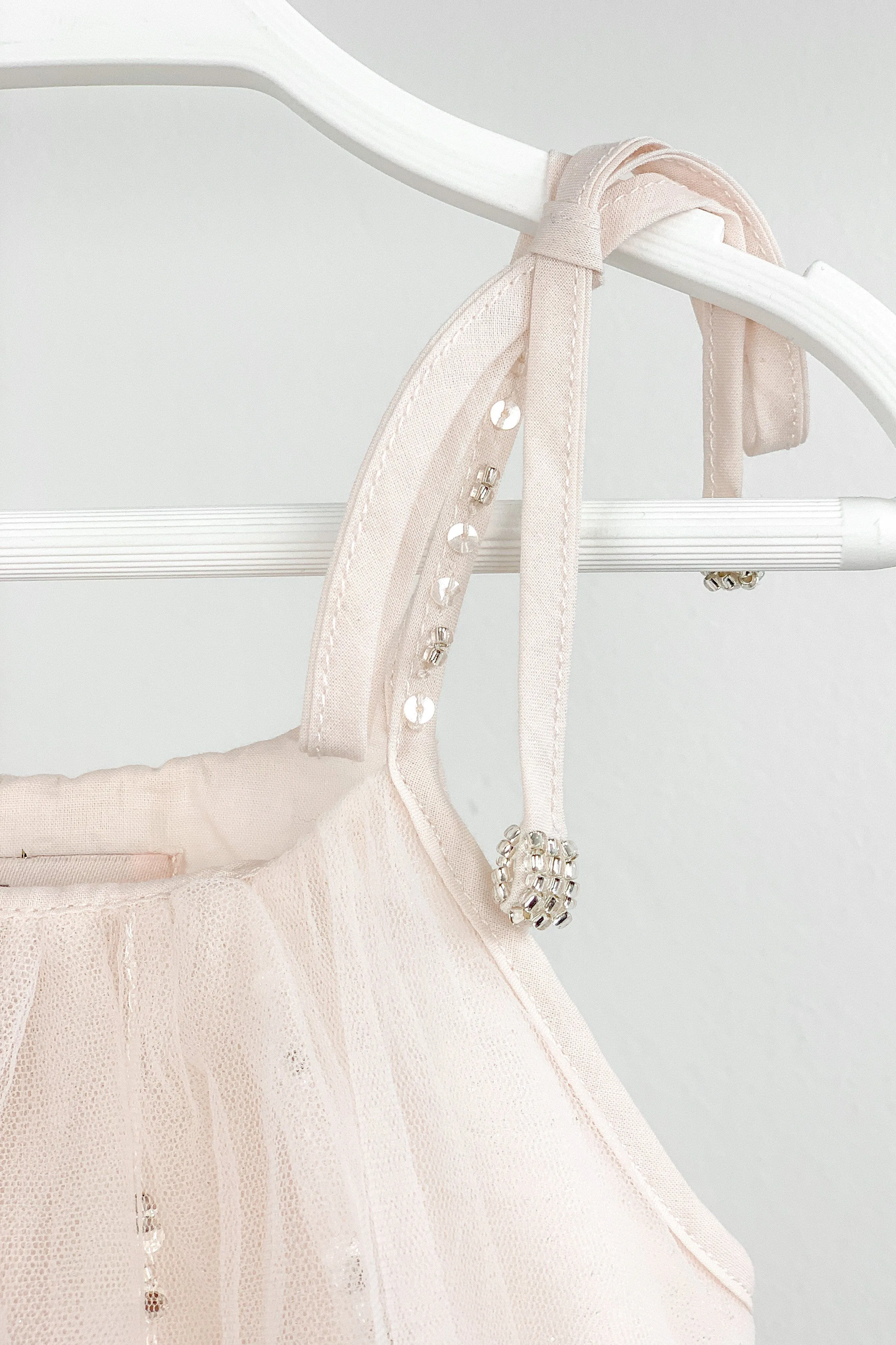 "Calia" Pink Beaded Tulle Dress