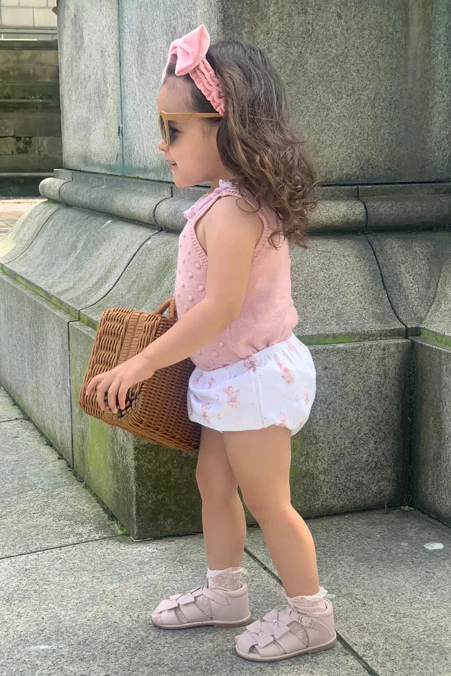 "Dorothy" Dusky Pink Ballerina Mouse Knit Top & Bloomers