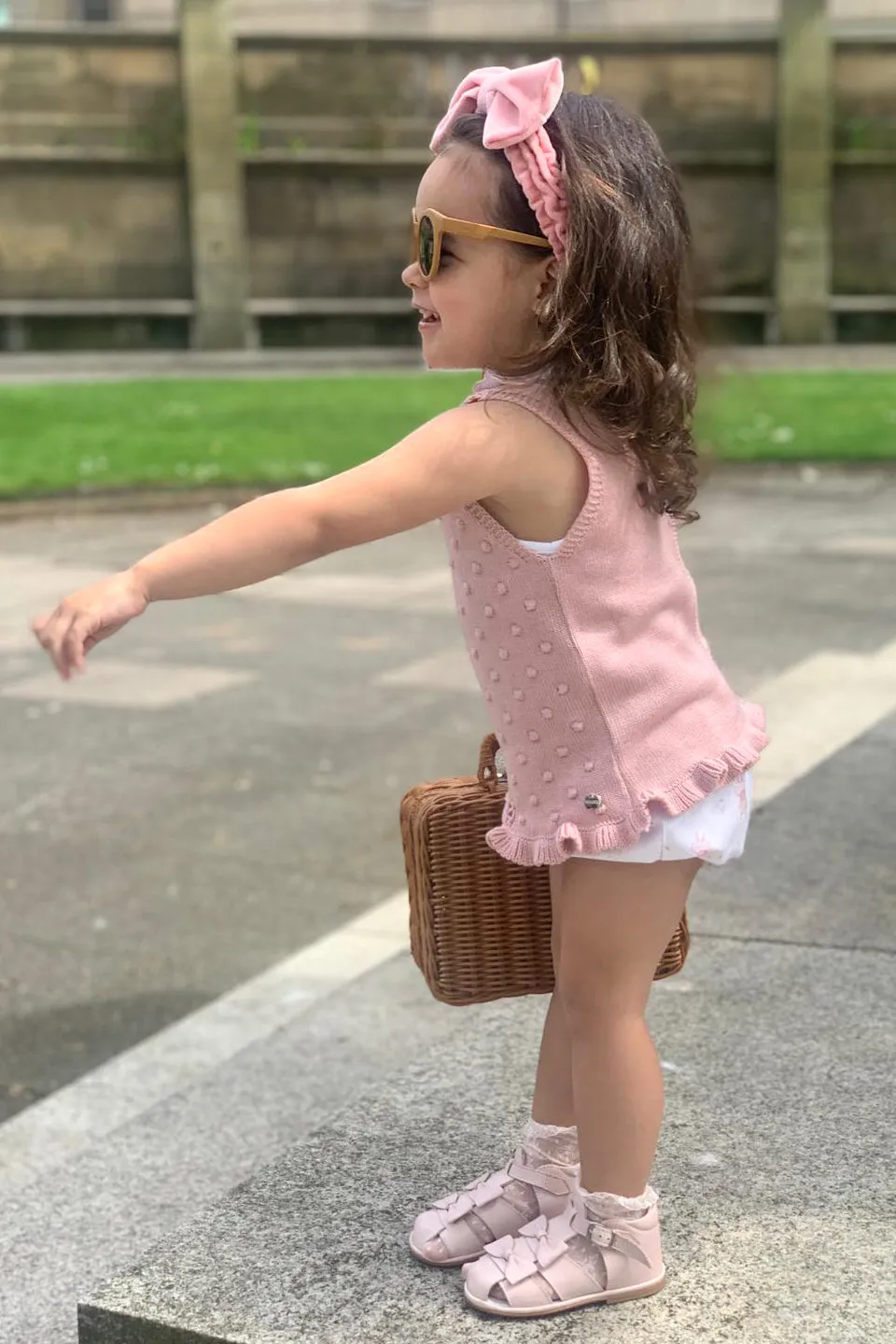 "Dorothy" Dusky Pink Ballerina Mouse Knit Top & Bloomers