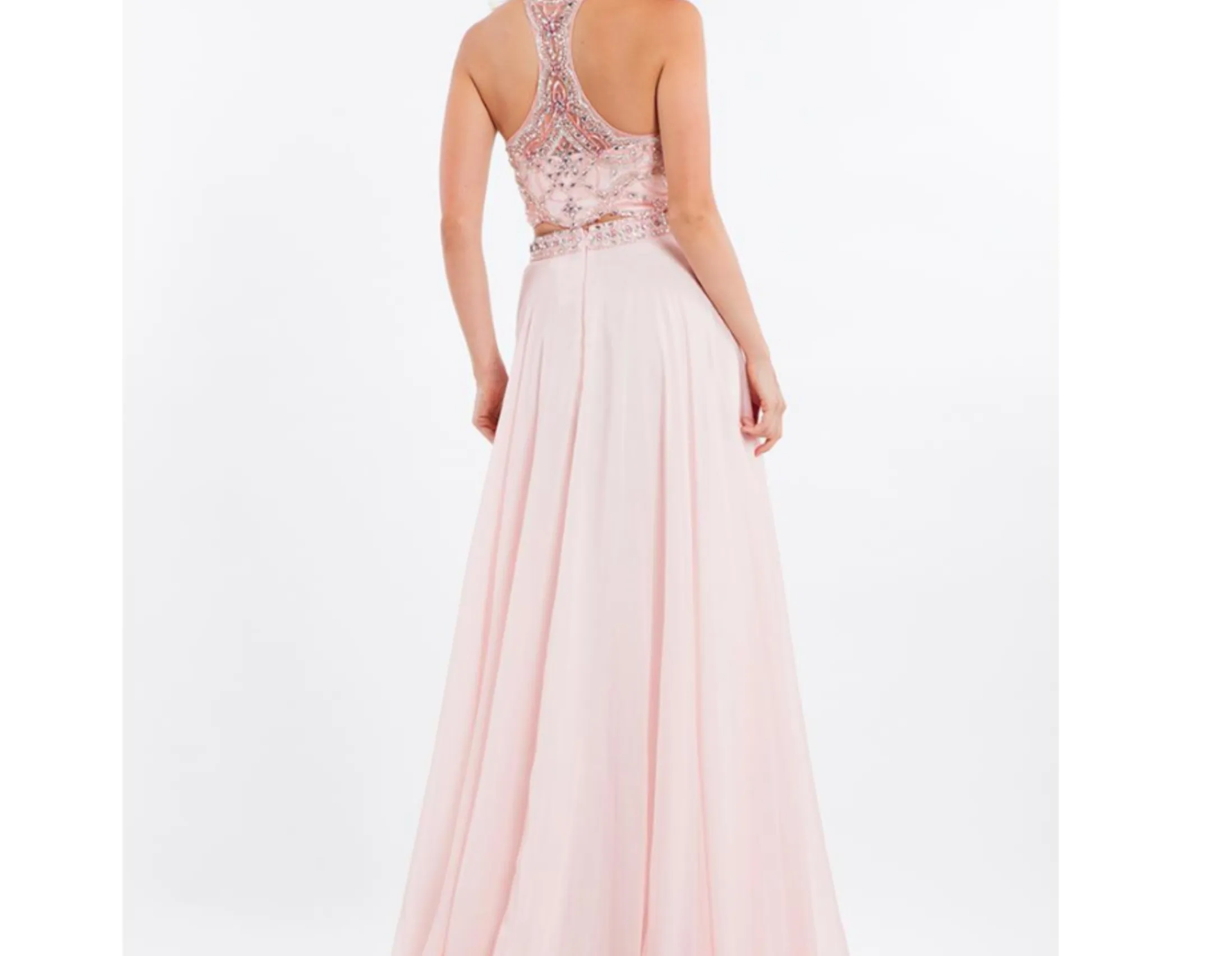 RACHEL ALLAN Blush Two-Piece Halter Long Dress Size 0