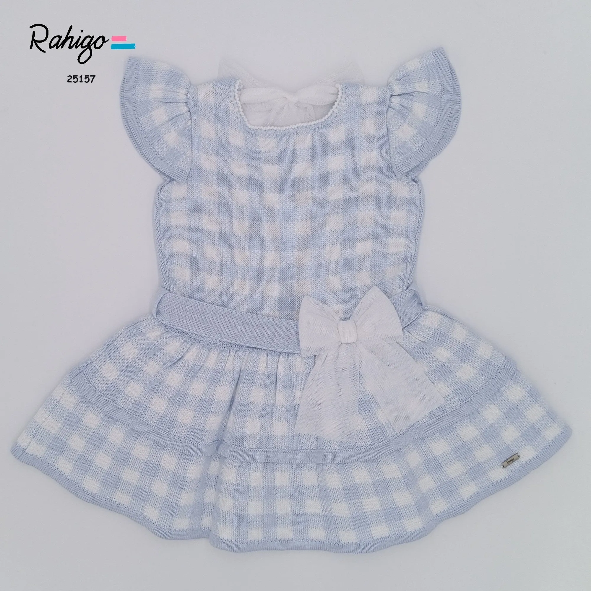 Rahigo baby blue checked drop waist dress